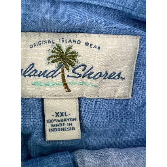 Island Shores Shirt Mens XXL Blue Hawaiian Short Sleeve Button Up Cruise Summer - Picture 5 of 8